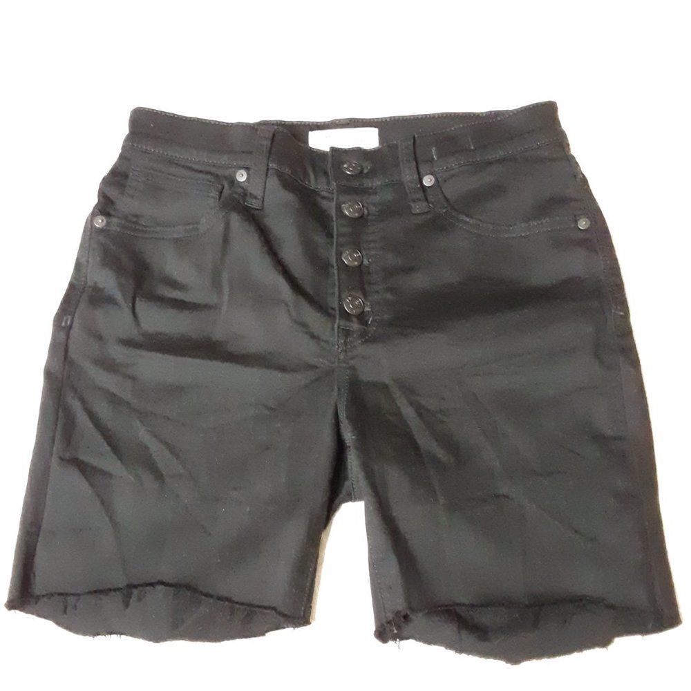 Madewell Women 10' High Rise Skinny Black Denim Short size 28P